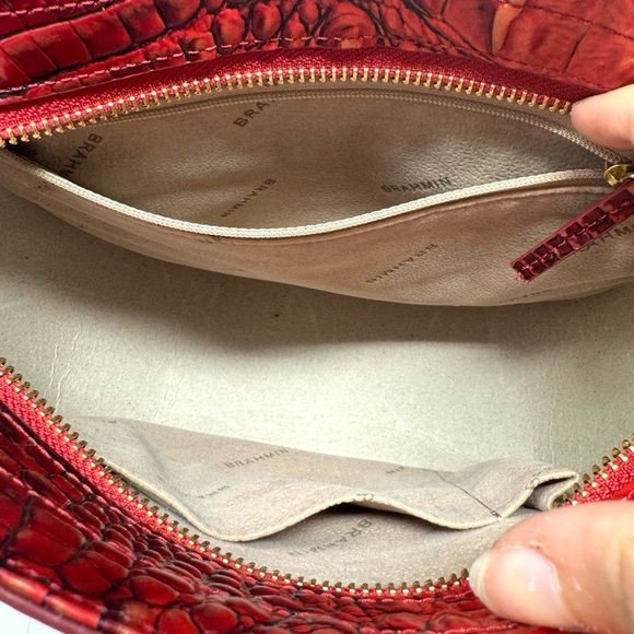 Brahmin Hillary Croc-Embossed Red Leather Crossbody Bag - Picture 9 of 12